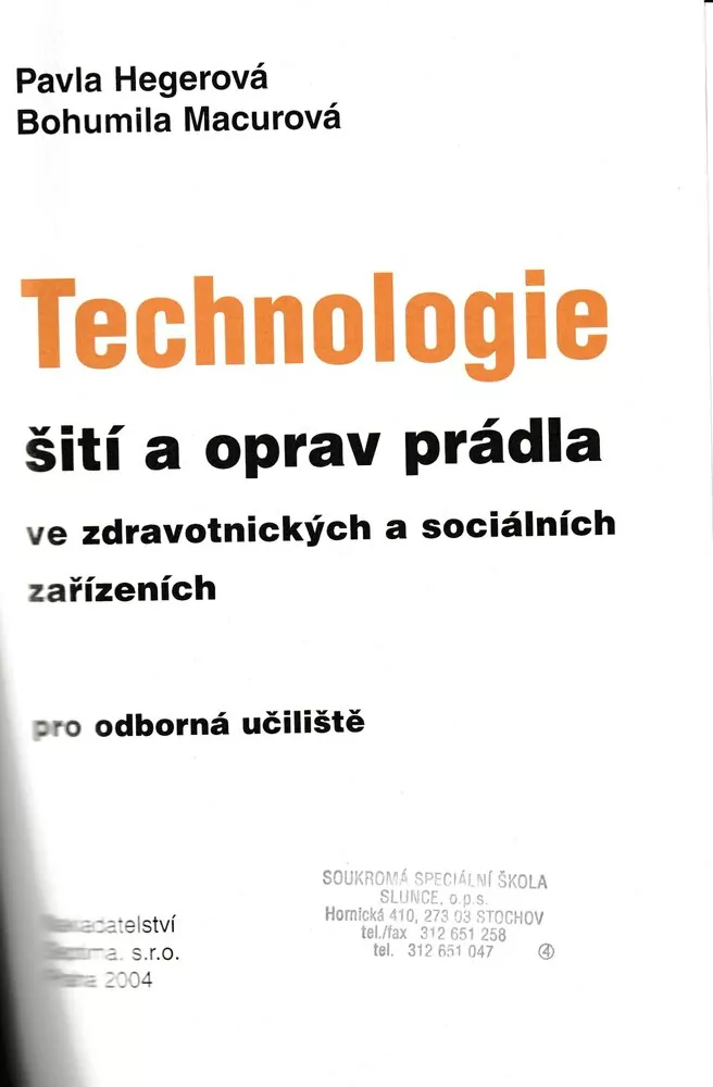 Technologie šití a oprav prádla